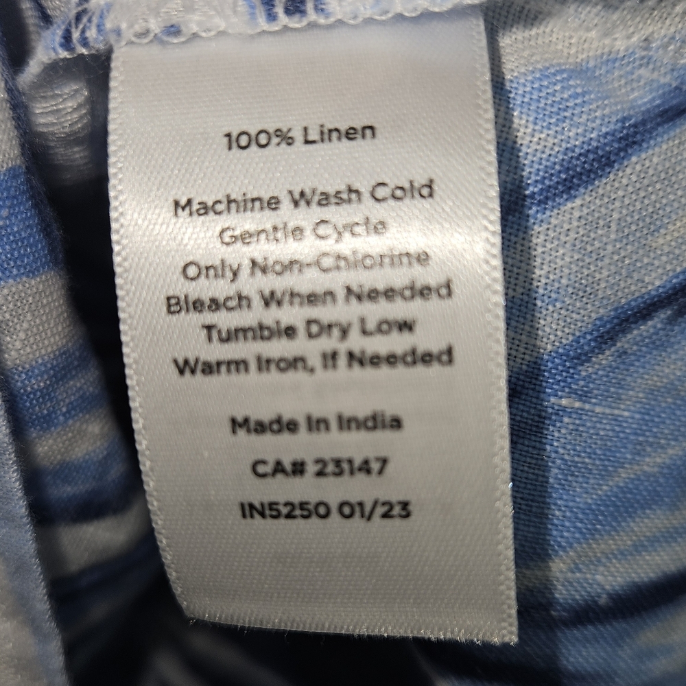 NWT! Talbots Linen Blouse Tropical Print Blue Womens Size Medium NEW - Picture 6 of 14